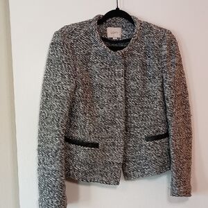 LOFT Women's Black and White Textured Blazer